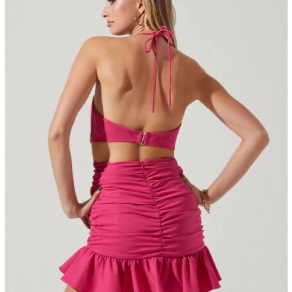 ARIANE PLEATED HALTER MINI DRESS - Picture 2 of 5